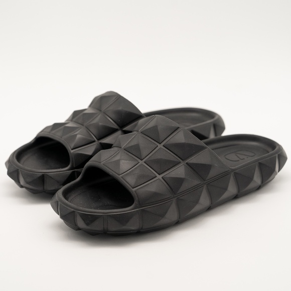 size 42 eu 9 us Valentino Garavani Roman Stud Turtle Black Rubber Slide Sandals main image 7
